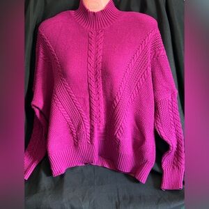 Belldini Purple Cable Knit Mock Neck Sweater LG